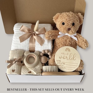 New Baby Gift Box, Newborn Baby Boy Girl Gift Set, Neutral Baby Shower Gift Basket, Welcome Baby Basket, Luxury Baby Blanket Gifts, Congrats Baby, Congrats Pregnancy, Expectant Dad Gift, Gift For New Mom Care Package, Congratulations Expecting Parents, New Parents Gift Box, Unique Gender Reveal Gift Ideas, Postpartum Gift Box, Teddy Bear Gift Box