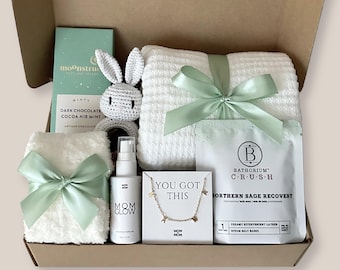 Unique New Mom and Baby Gift Box for Women After Birth, Baby Gift Basket, Postpartum Care Package Push Present, Newborn Baby Boy Girl Unisex