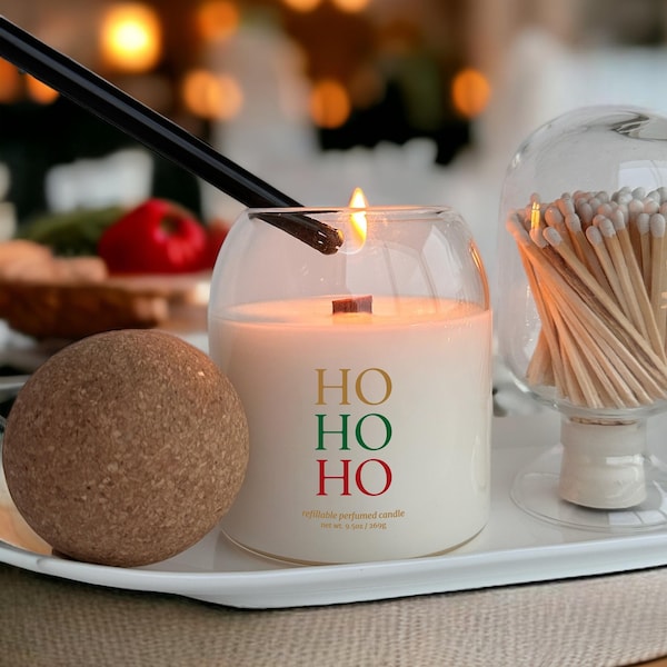 Christmas Candle Ho Ho Ho Xmas Hostess Gift Idea Nontoxic Winter Candle Cozy Hygge Decor Care Package Women Best Friend Sister Secret Santa