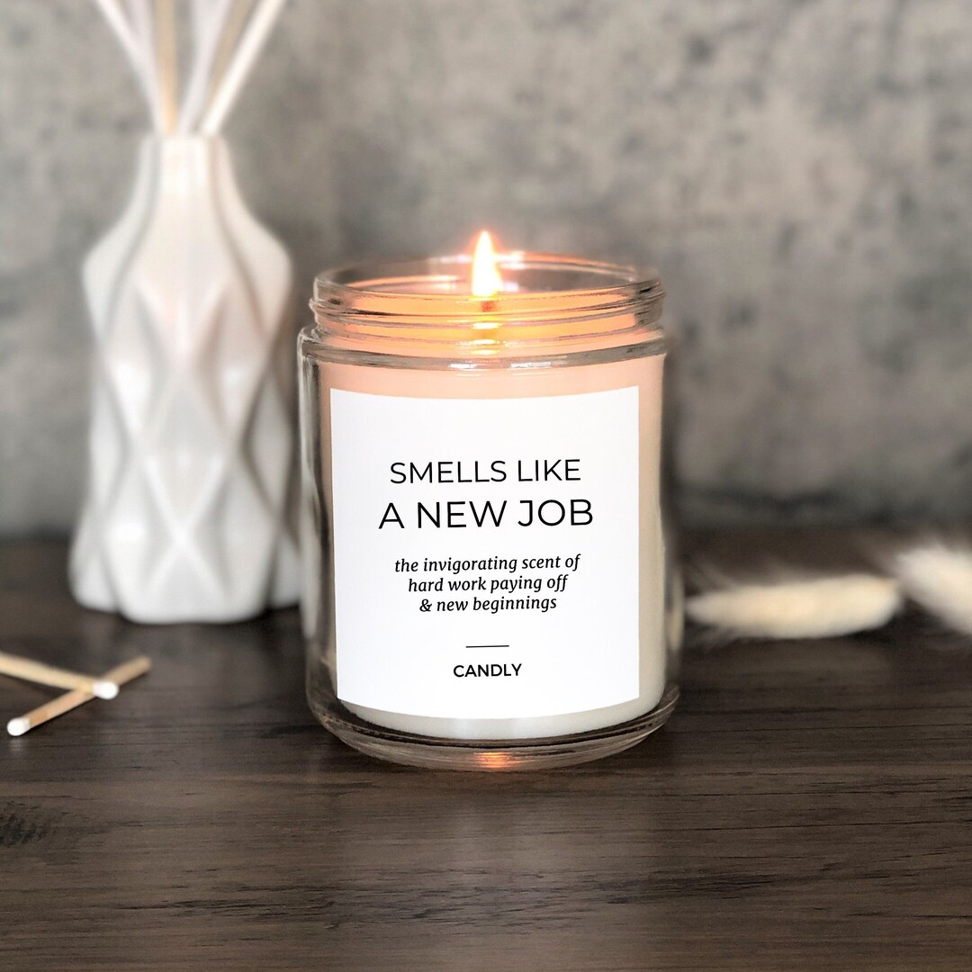 Smells Like New Job Candle Promotion Gift for Her Him Etsy