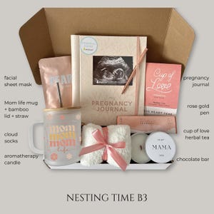 Future Mom Pregnancy Care Package, Expecting Mommy Prenatal Gift Box, New Mom To Be Mothers Day Basket, Mama Self Care For Pregnant Women Nesting Time B3