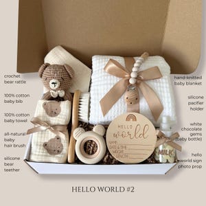 New Baby Gift Box, Newborn Boy Girl Gift Set, Neutral Baby Shower Gift Basket, Welcome Baby Basket, Luxury Baby Gifts, Congrats baby, Congrats Pregnancy, Expectant Dad Gift, New Mom Care Package, Expecting New Parents Set, Unique Gift Ideas For Gender Reveal, Postpartum Gift Box, Teddy Bear Gift Box
