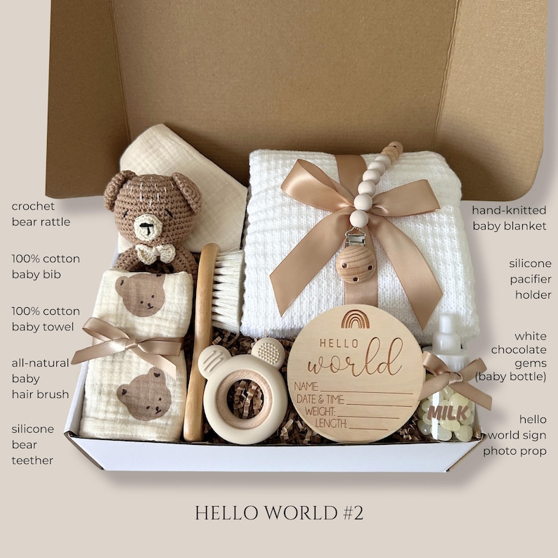New Baby Gift Box, Newborn Boy Girl Gift Set, Neutral Baby Shower Gift Basket, Welcome Baby Basket, Luxury Baby Gifts, Congrats baby, Congrats Pregnancy, Expectant Dad Gift, New Mom Care Package, Expecting New Parents Set, Unique Gift Ideas For Gender Reveal, Postpartum Gift Box, Teddy Bear Gift Box