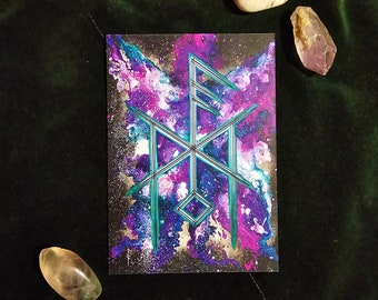 Healing Blessing Bindrune Art Print: Norse Pagan Altar Card