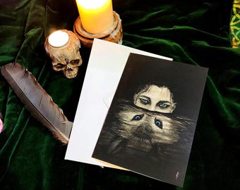 Fylgja Wolf Greetings Card: Nordic Animist Art