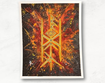 Nordische Pagan Kunst: Originale Bindrune Malerei