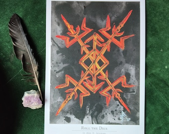Roll The Dice - Viking Art Bindrune - A4 Poster Art Print, Heathen, Norse Pagan, Runes