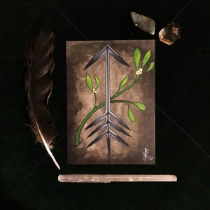 Baldur Mistletoe Arrow, Balder - Bindrune Altar Card, Viking Art Print