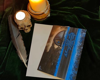 Odin Viking Warrior Greetings Card: Bindrune Art