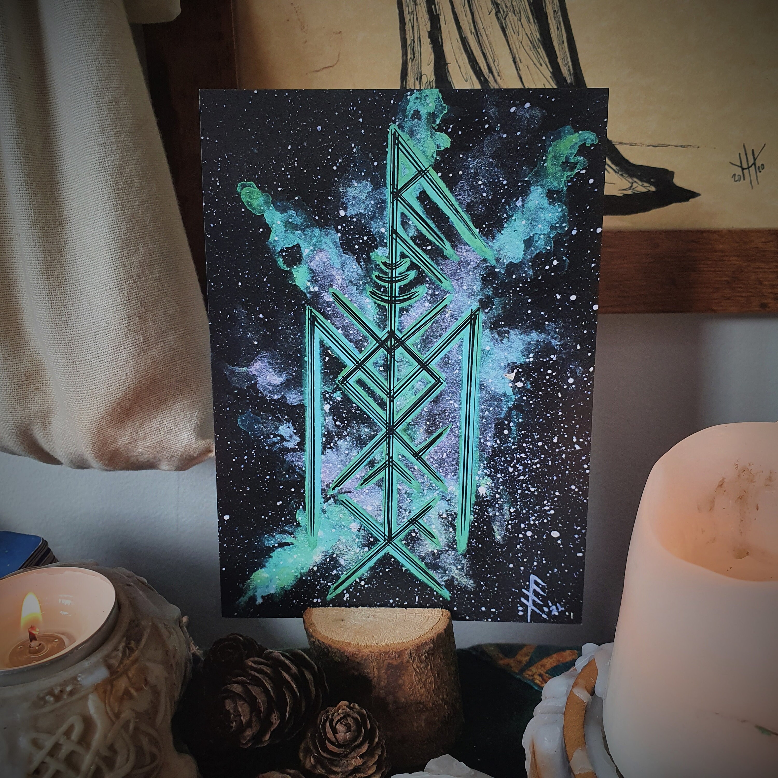 The Key to My Heart - Bindrune Altar Card, Viking Art Print - Etsy