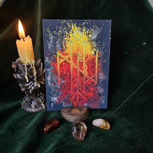 La renaissance par le feu sacré - impression d'art Bindrune, carte d'autel païenne, outils d'autel, scandinave païen, païen, viking, cadeau viking, païen