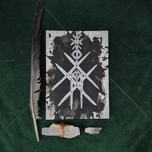 De zegening van de relatie: altaarkaart bindrune, Viking Art Print