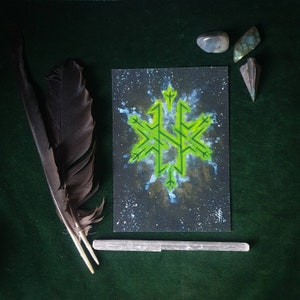 Loki&#39;s Labyrinth Act I - Bindrune Altar Card, Viking Art Print