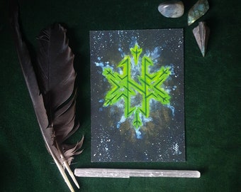 Loki's Labyrinth Act I - Bindrune Altar Card, Viking Art Print