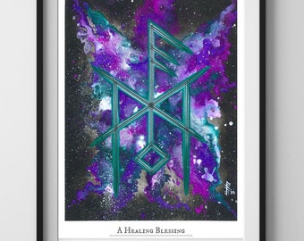A Healing Blessing - Viking Art Bindrune - A4 Poster Art Print, Heathen, Norse Pagan, Runes