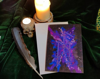 Blessings of the Goddess, Goddess Energy Blank Greetings Card - Viking Bindrune Art Card