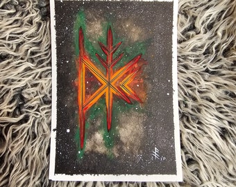 Nordische heidnische Kunst: Original Bindrune Gemälde - Um Ordnung durch Chaos zu finden