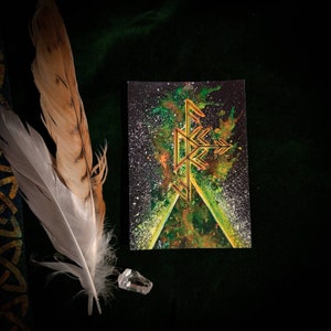 Aprire i Regni - per assistere con il viaggio astrale e il viaggio sciamanico - Bindrune Altar Card, Viking Art Print