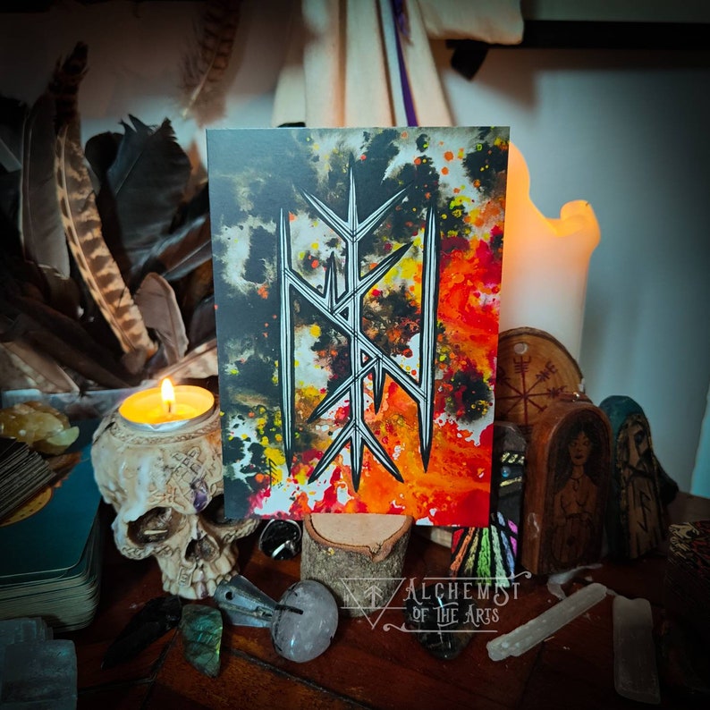 The Heart of the Storm - Bindrune Altar Decor Card, Norse Pagan Art ...