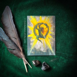 De dans van kosmische wedergeboorte - Bindrune Altar Card, Viking Art Print