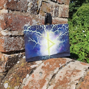Thor, Mjolnir, Thors Hammer - Cartão de cumprimentos em branco - Cartão de arte Viking Bindrune