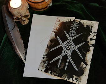 La bendición de la relación, amor, Freya, tarjeta de felicitación en blanco - Tarjeta de arte vikingo Bindrune