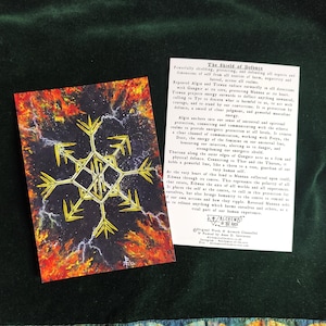 O Escudo da Defesa - Carta de Altar Bindrune, Impressão de Arte Viking, Arte de Cura, Altar Pagão, Runas