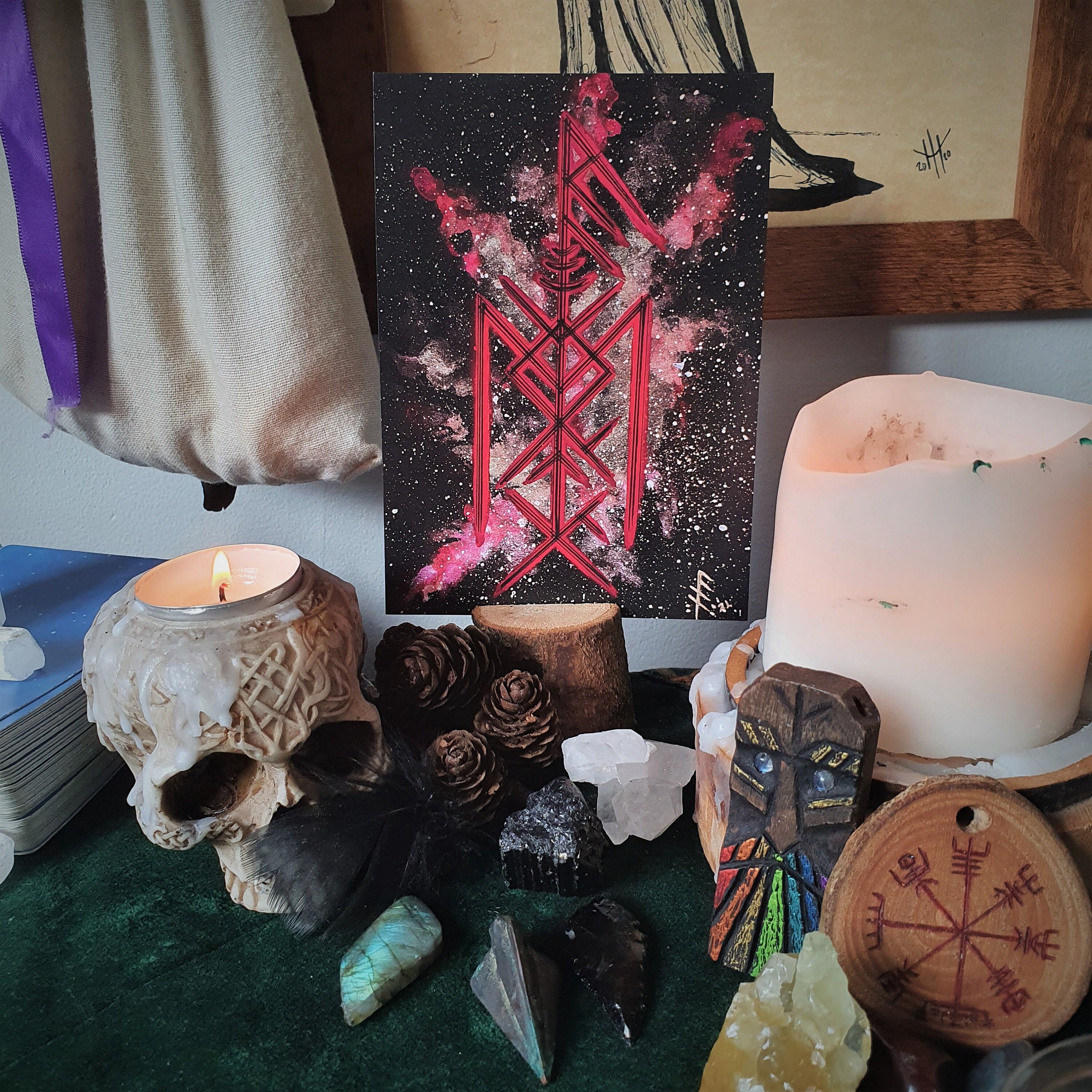 The Key to My Heart - Bindrune Altar Card, Viking Art Print - Etsy