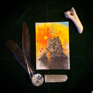 Solstizio d'estate, Standing Stone - Bindrune Altar Card, Viking Art Print