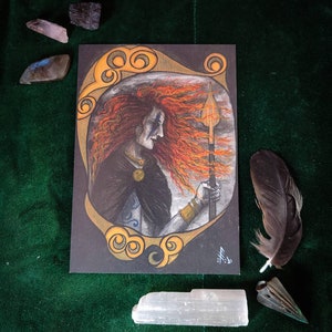 Boudicca, Boadicea, Warrior Queen - Bindrune Altar Card, Celtic Art Print