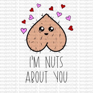Nuts about you png-bestand, digitale download, png jpg-bestand, Valentijnsdag kaart Clipart, grappig ontwerp, sublimatie, t-shirt, volwassen mok