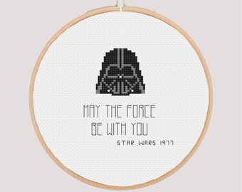 Funny easy cross-stitch PDF pattern, May the force be with you, Star Wars