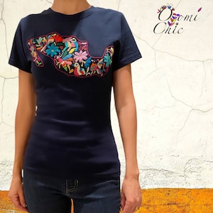 Authentic Otomi hand embroidered T-shirt. Mexico map shirt. Mexican T-shirt. Custom men&#39;s t-shirts also available. Otomi top.