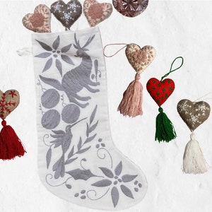 Hand embroidered stocking stuffers, tree ornaments, charm. Mexican Christmas Ornaments.