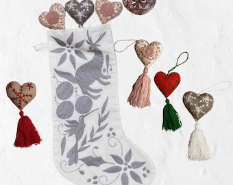 Hand embroidered stocking stuffers, tree ornaments, charm. Mexican Christmas Ornaments.