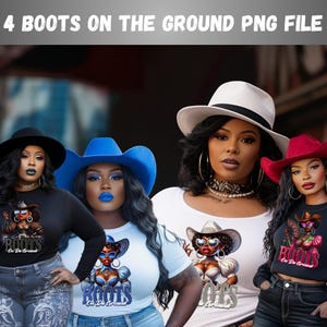 4 Boots on Da The Ground Where Them Fans at Clack Fan Girl PNG Tumbler and Fan Design | Black Cowgirl Clack Fan Line Dance
