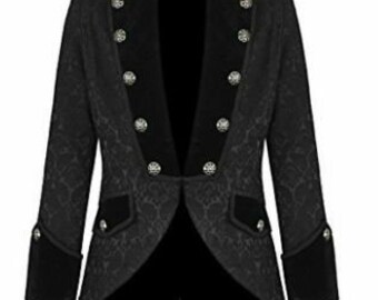 Women's Velvet Brocade Victorian Gothic Tailcoat Emo Jacket Corset Coat,Free Shipping USA