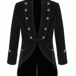 Men's Black Velvet VLADIMIR TUXEDO Jacket Tailcoat Goth Steampunk Victorian, Free Shipping USA/Tail Coat Black