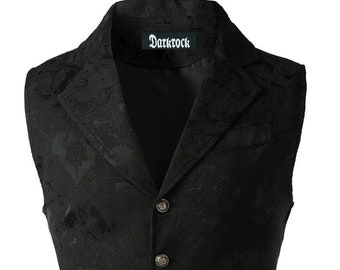 Men's  Black Victorian Suit Gentleman Vest Steampunk Gothic Waistcoat/USA
