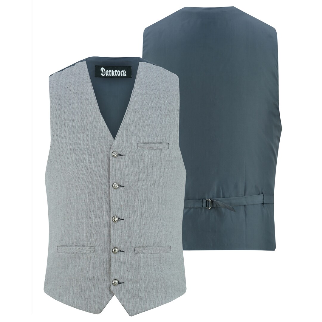 Mens Herringbone Wool Blend Tweed Vest Gray Color Waistcoat Suit Vest Vneck Vest, Wedding Vest