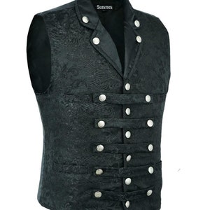 New Men's Victorian   Captain Black Brocade Waistcoat Gentleman Vest