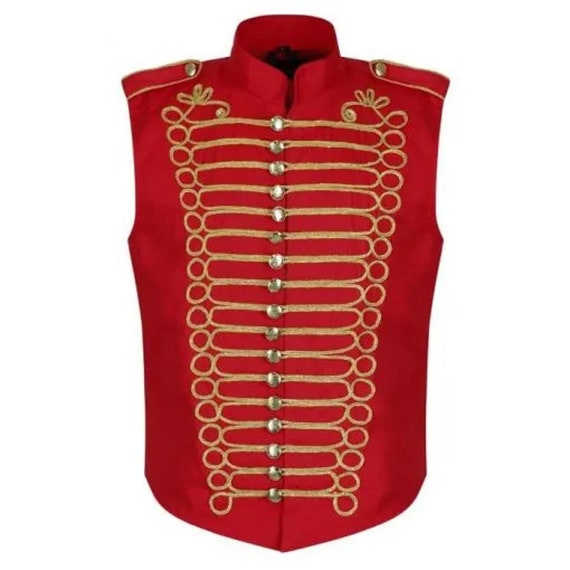 Chaleco militar Hussar sin mangas para hombre Chaqueta roja y dorada Envío  gratis / EE. UU. -  México