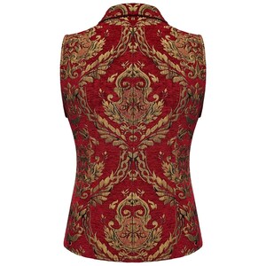 Mens Red/gold Victorian Cavalier Waistcoat Vest - Etsy