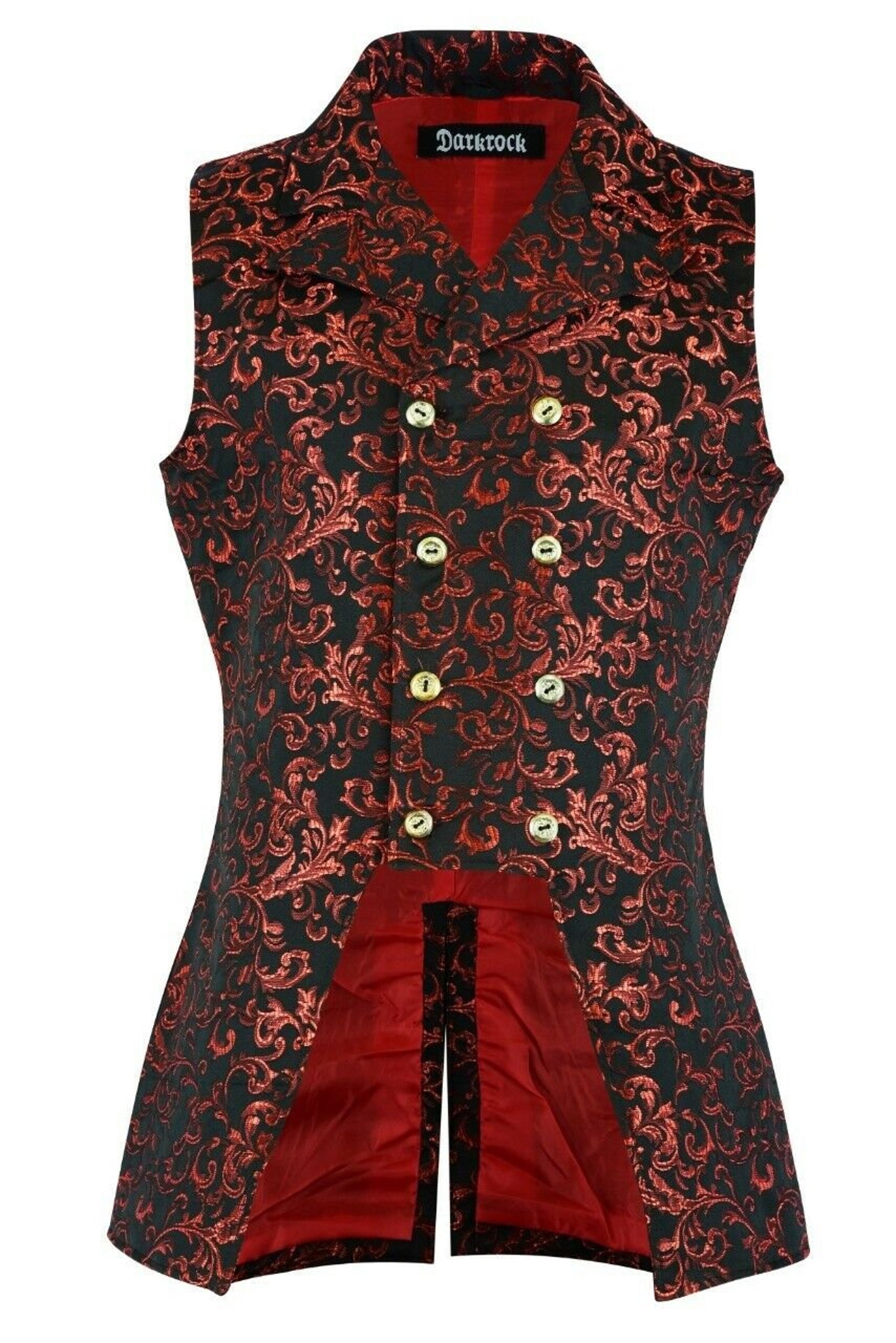 Men's Double Breasted Red Brocade Tapestry Governor Vest - Etsy