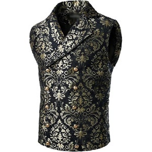 Men's Victorian Gentleman's Aristocrat Gold Double Breasted Vest Gothic ...