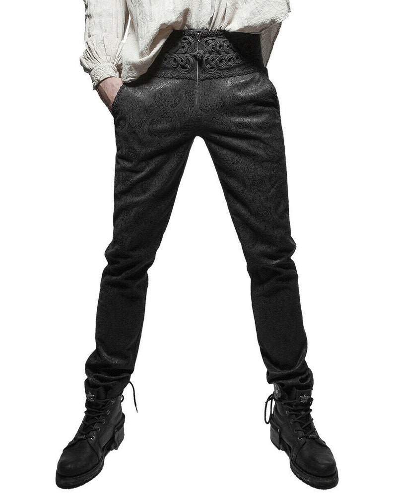Prime Quality Men/'s Apocrypha Trousers Pants Steampunk Black Brocade Vintage EMO VictorianTripp Pants