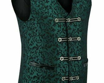 Tailored Men's Green Brocade Vest Waistcoat VTG/Brocade Vest