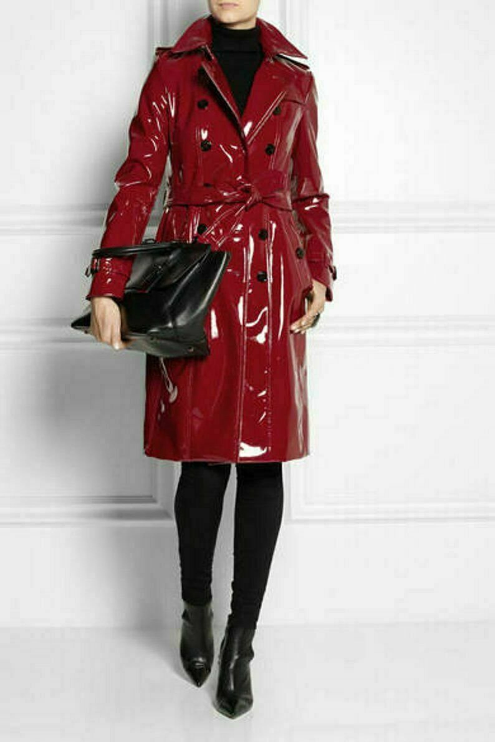 PVC Red Vinyl Women's Long Trench Coat Free Shipping USA Etsy Nederland