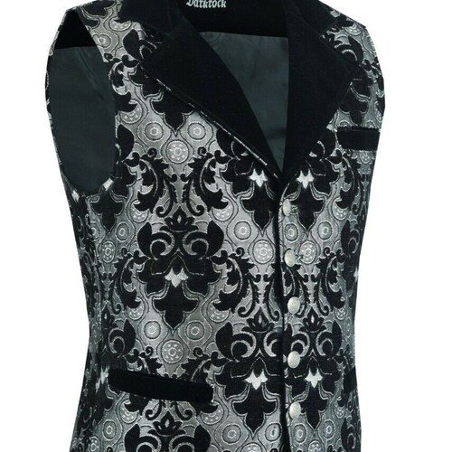 Victorian Gentleman's Aristocrat Vest Black/Silver Tapestry/Stylish Casual Vest