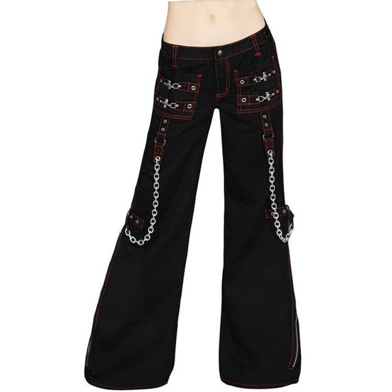 Goth Cargo Pants with Straps Denim Jeans Punk Emo TRIPP Pants with chains  Zipper